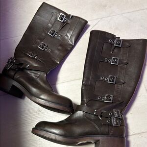 Forever 21 Dark Brown Buckle Combat Boots